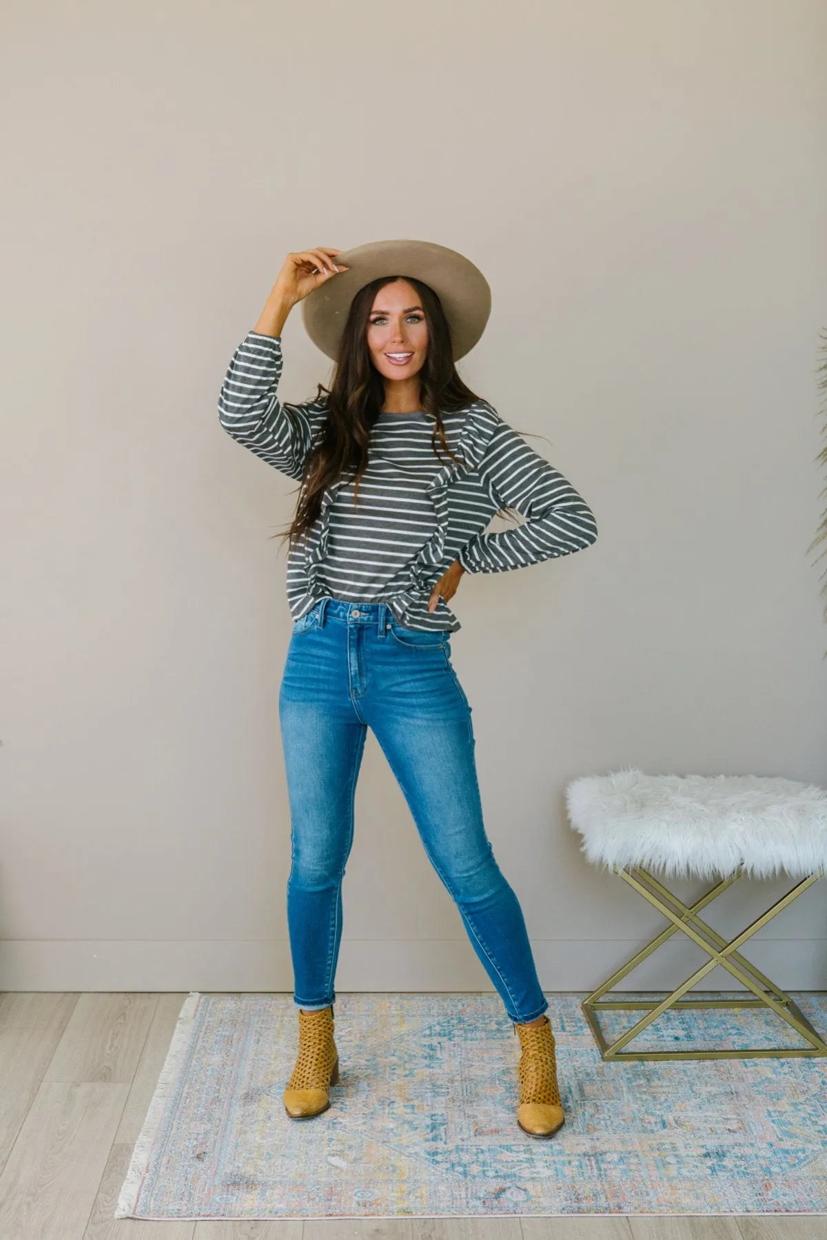 Striped Ruffle Top