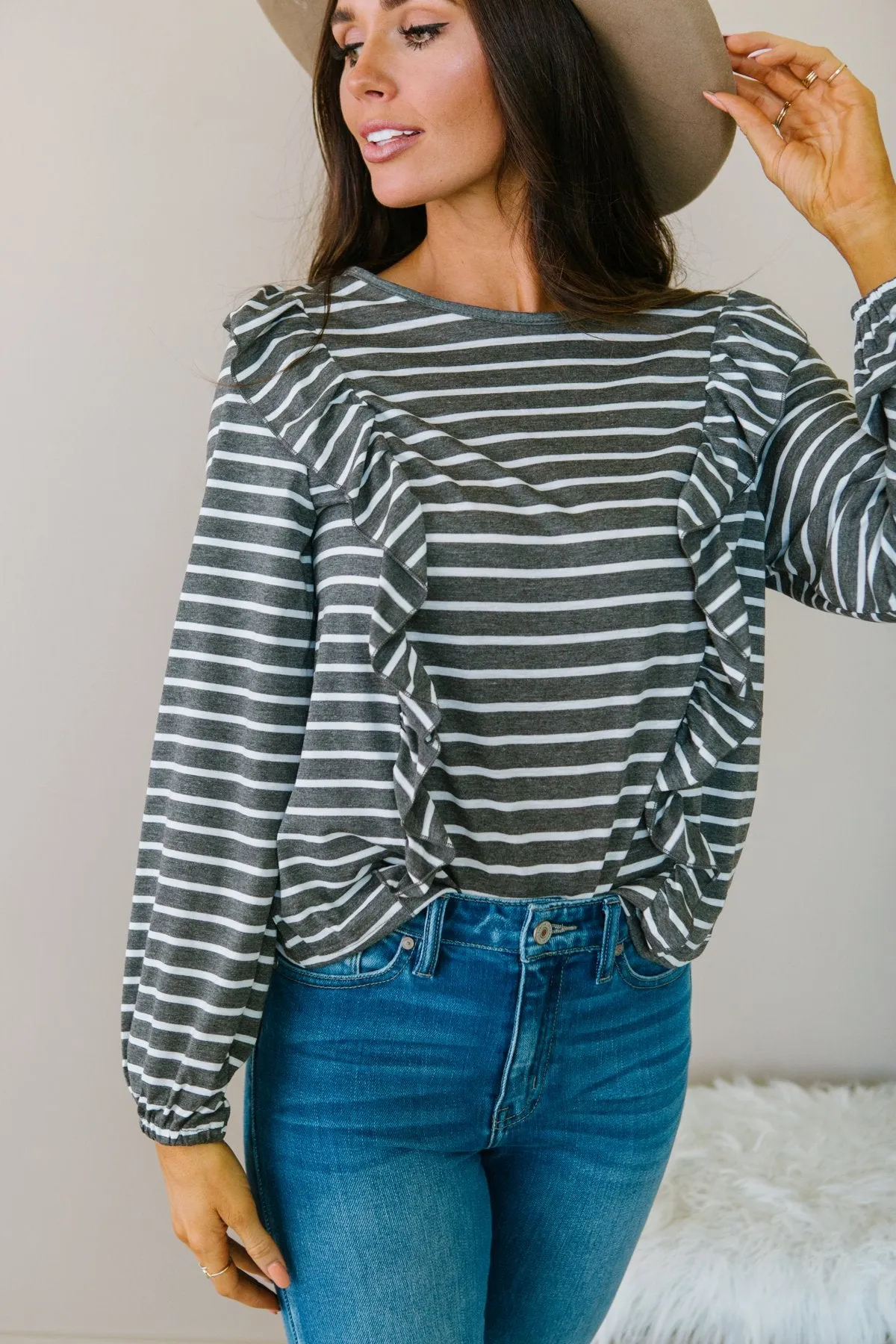 Striped Ruffle Top