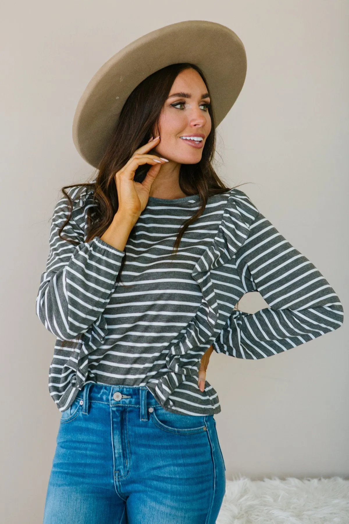 Striped Ruffle Top