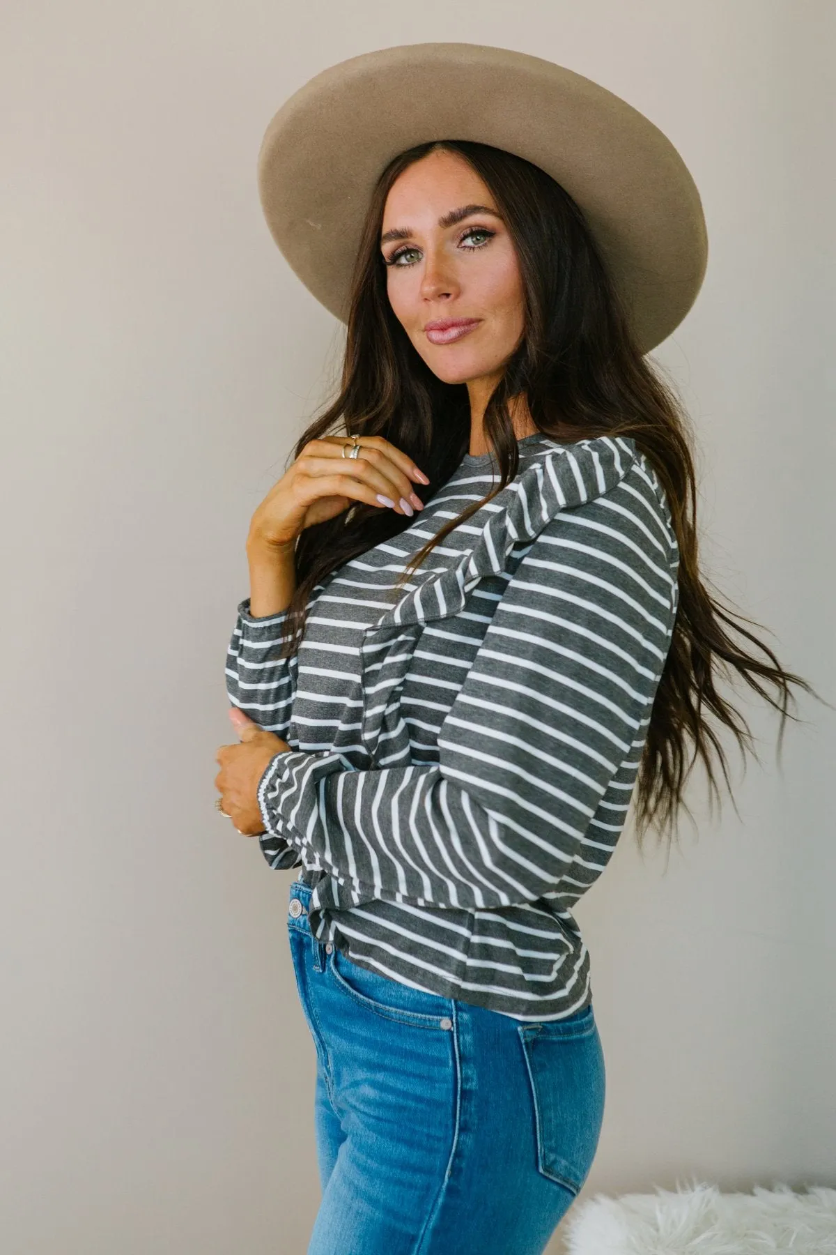 Striped Ruffle Top