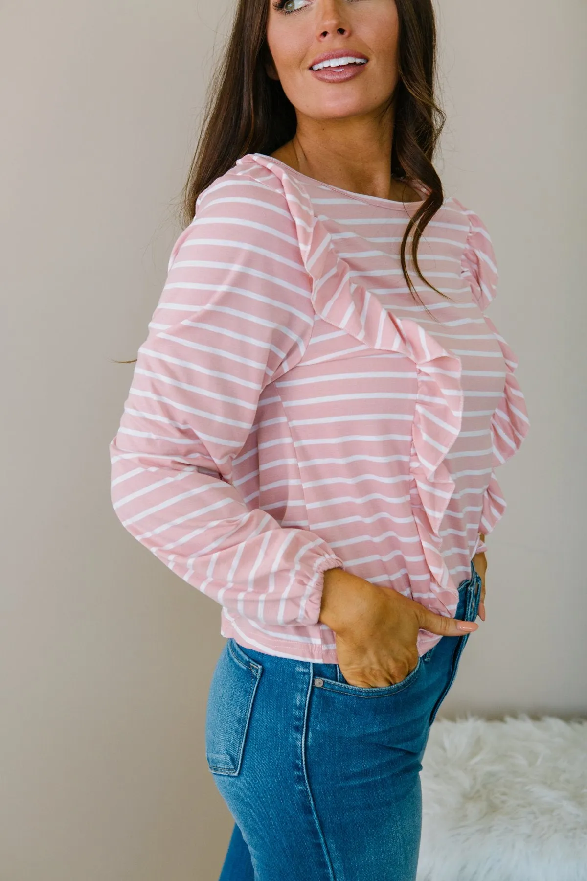 Striped Ruffle Top