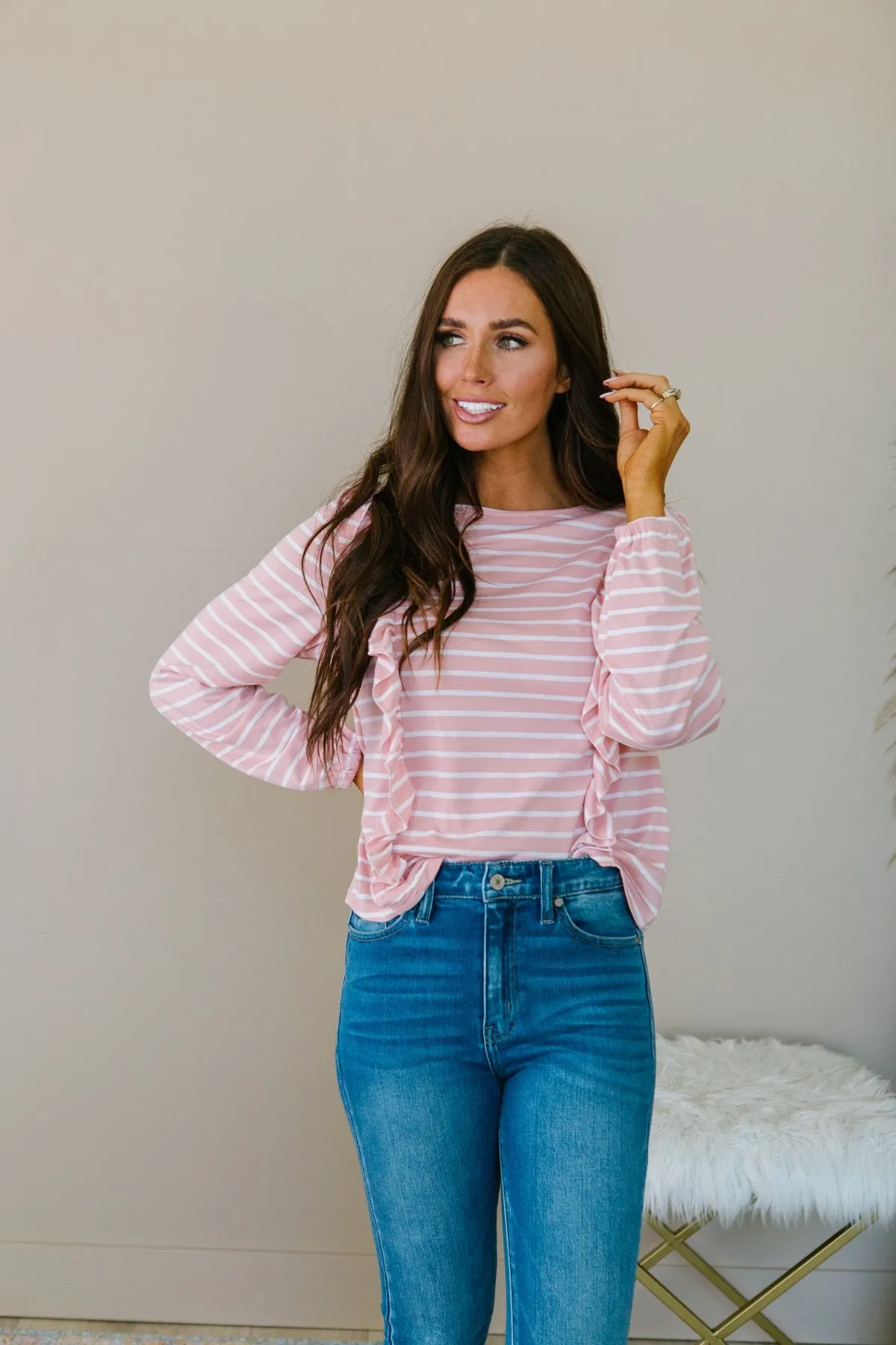 Striped Ruffle Top