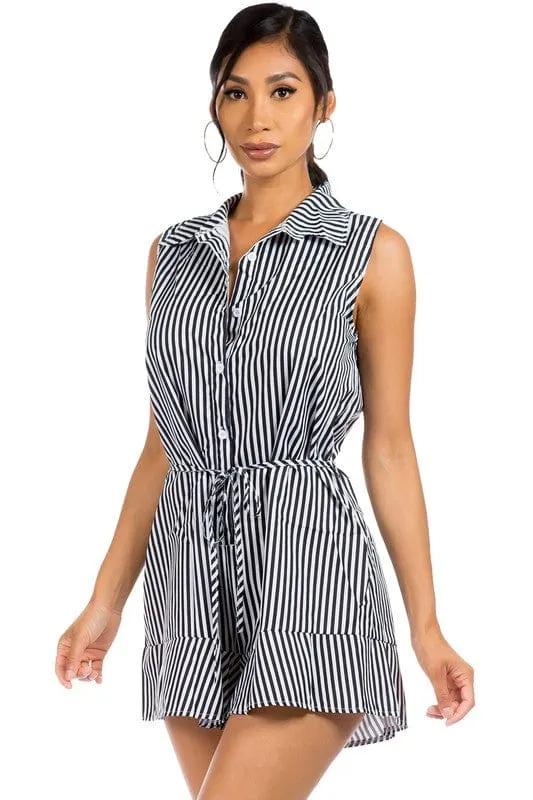 Sultry Sleeveless Romper with Button Front
