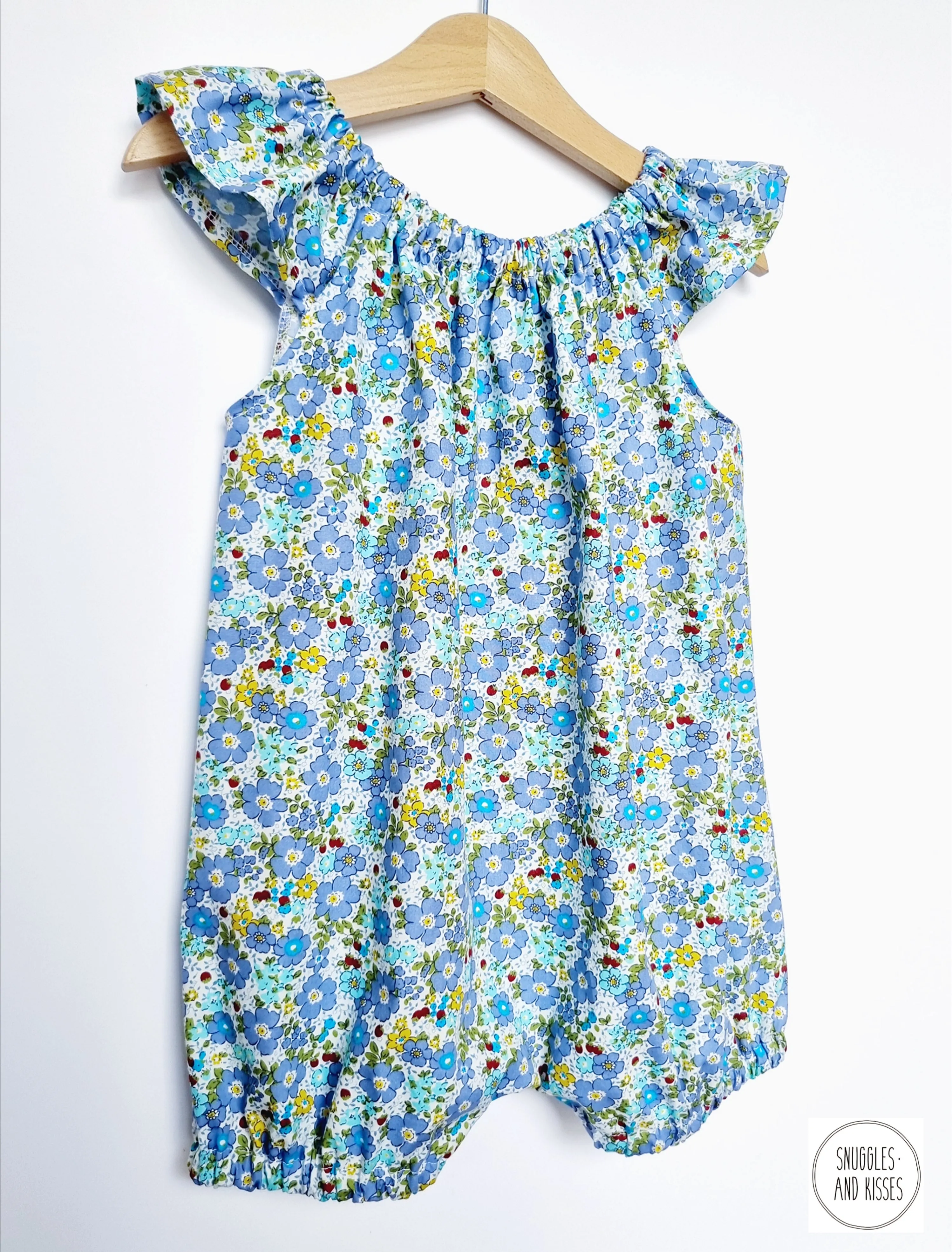 Summer Floral Print Frill Sleeve Bubble Romper