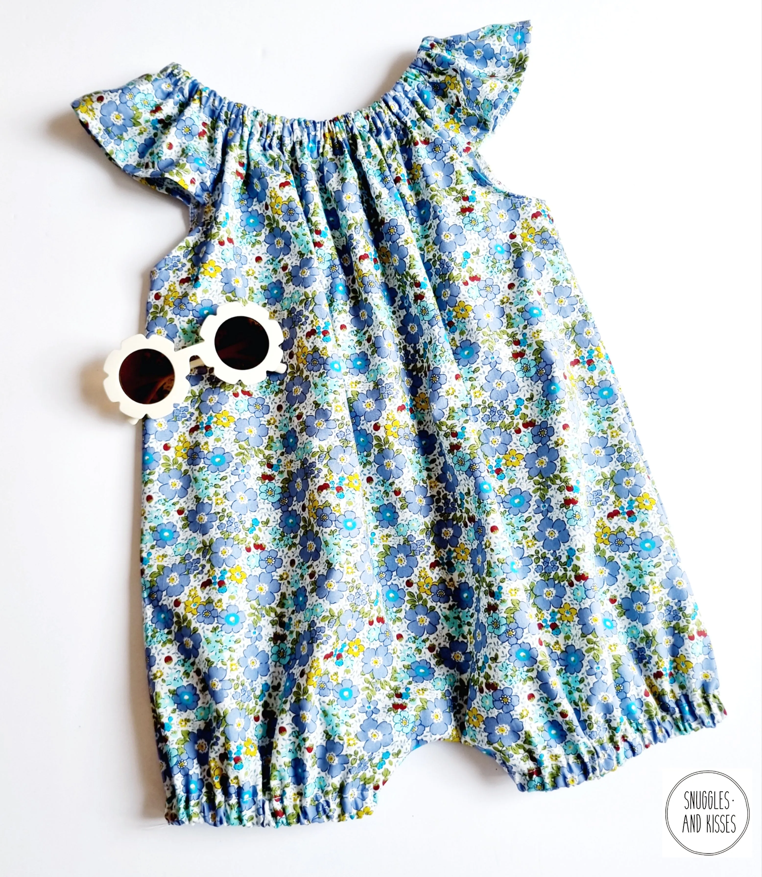 Summer Floral Print Frill Sleeve Bubble Romper