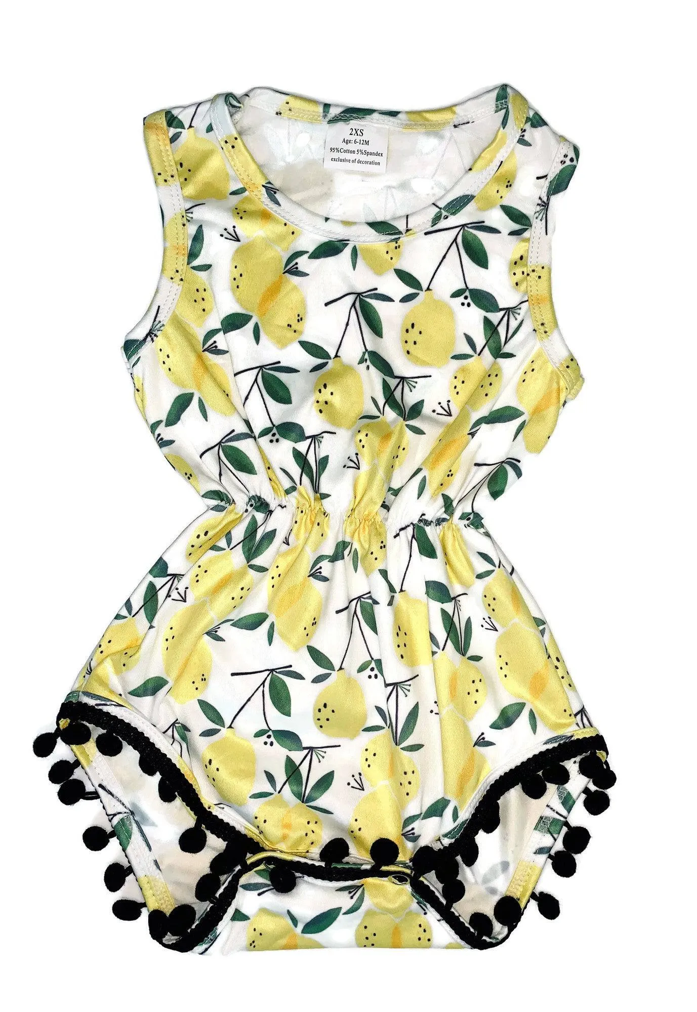 Summer Lemon Milk Silk Pom Pom Romper