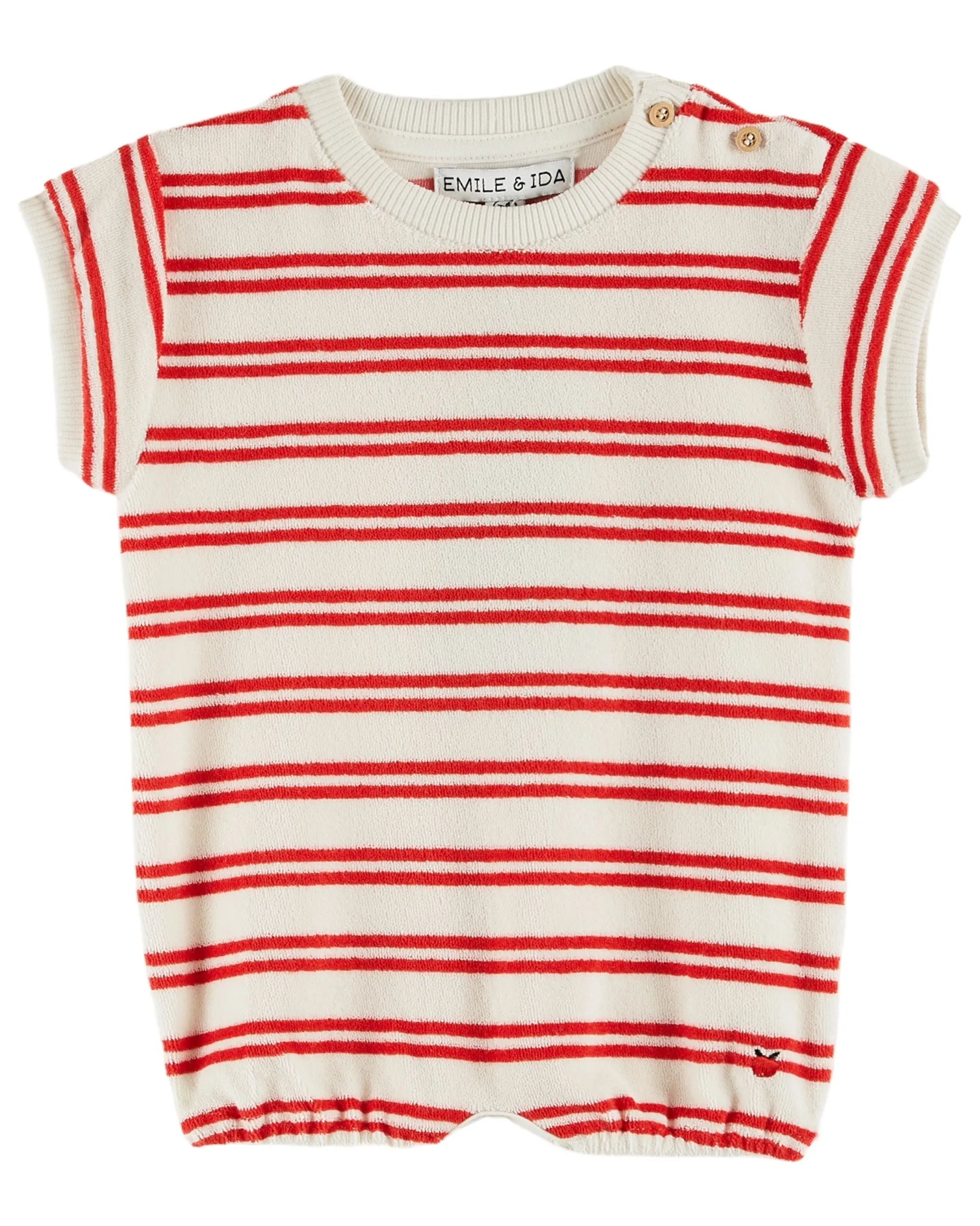 Terrycloth Romper, Red Stripe