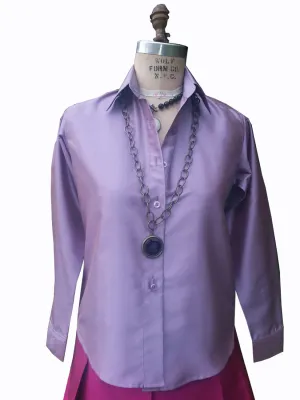 Thai Silk Button Down Shirt Fall Amethyst