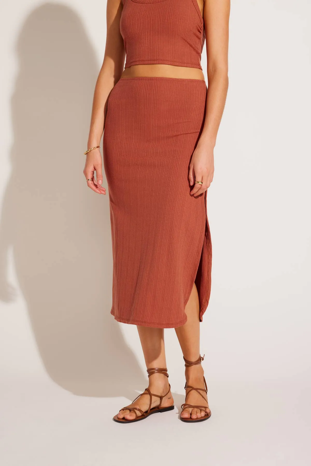 Thalia Skirt - Terracotta Organic Rib