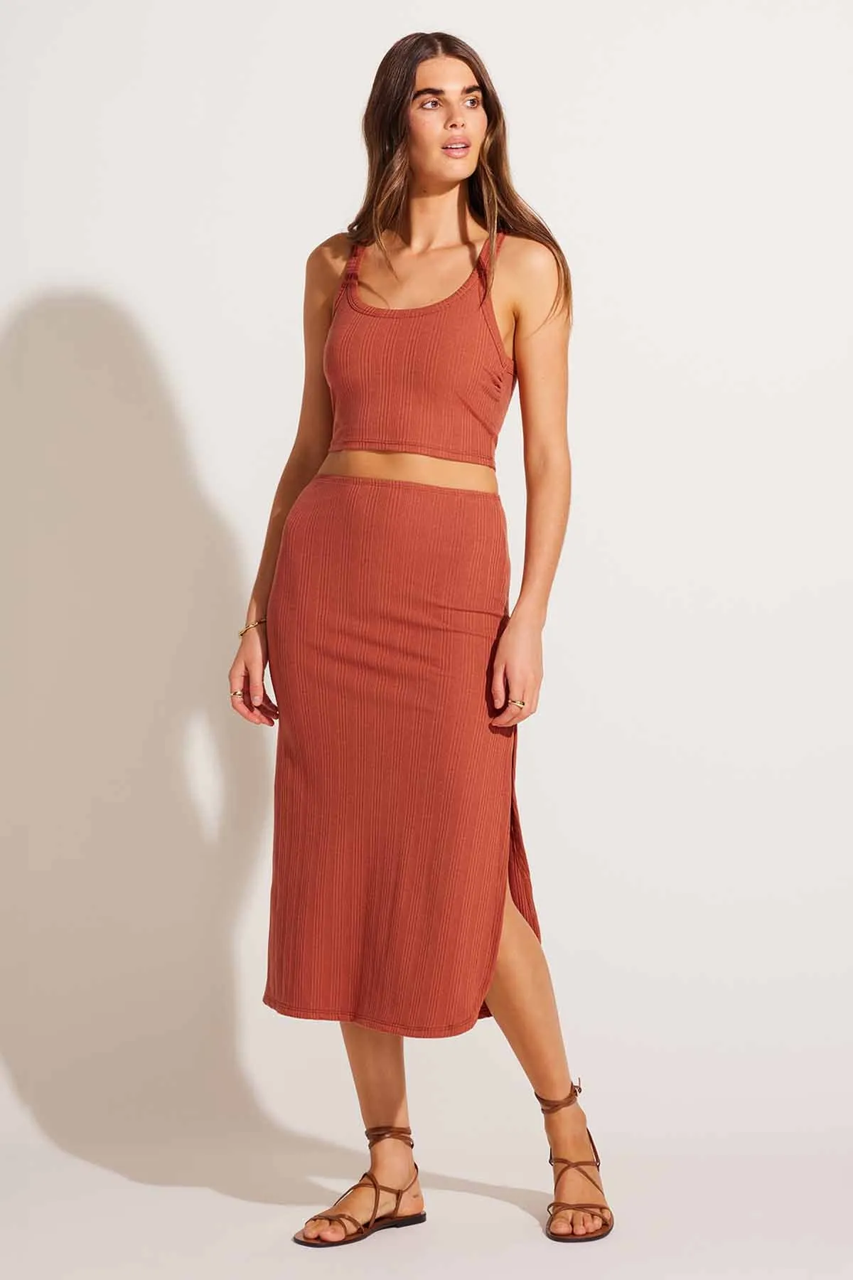 Thalia Skirt - Terracotta Organic Rib