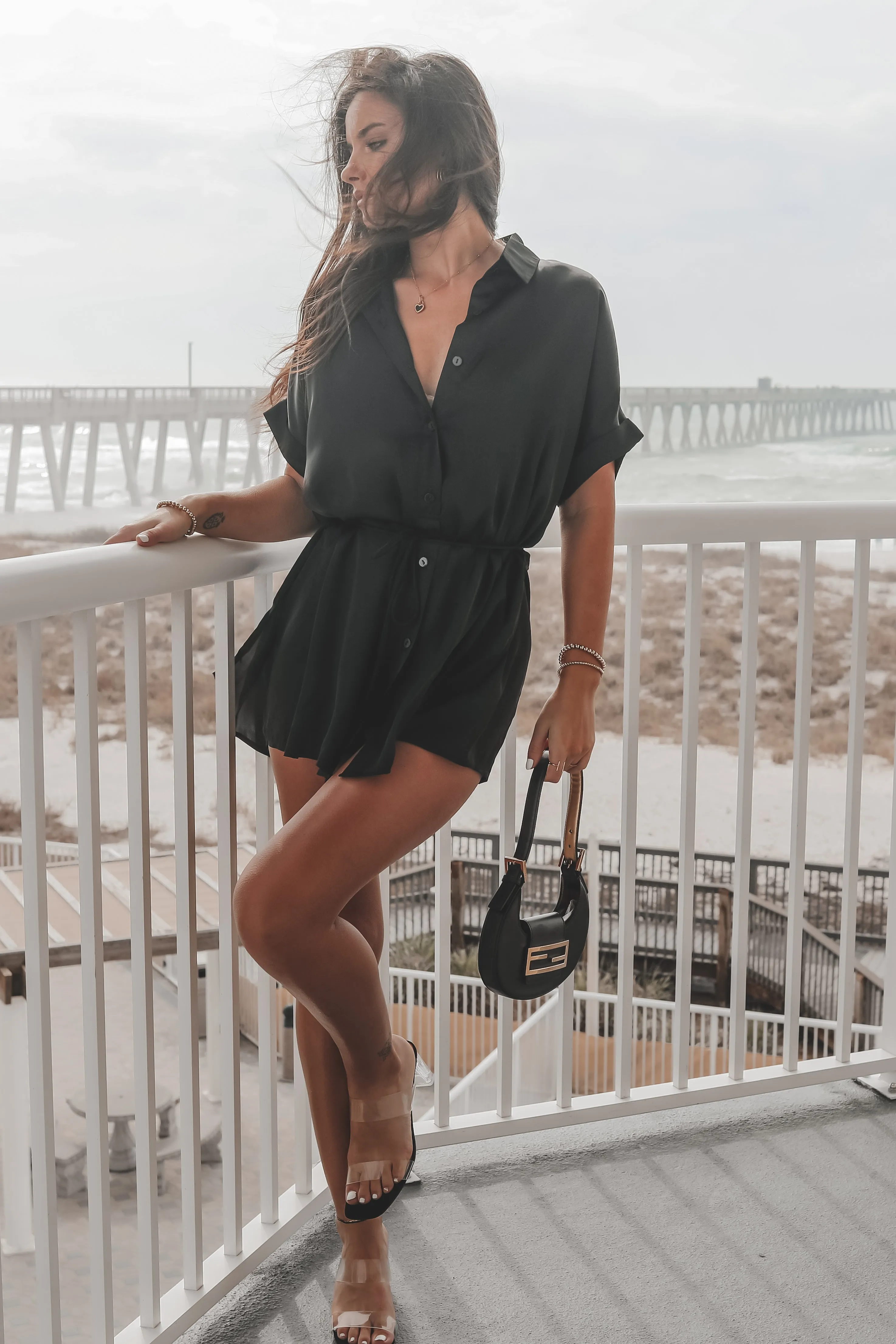 The Beverly Satin Short Sleeve Romper Dress