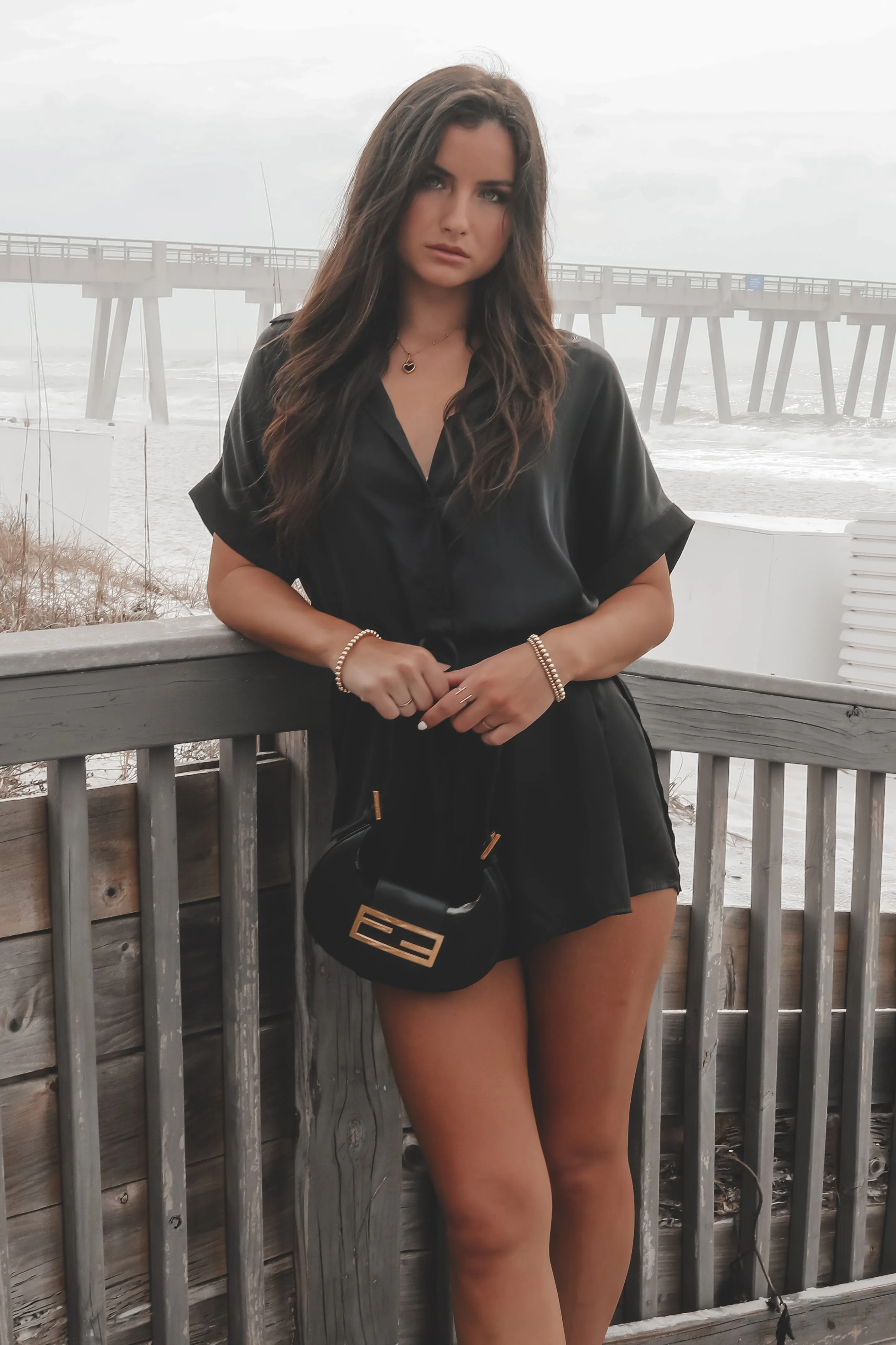 The Beverly Satin Short Sleeve Romper Dress