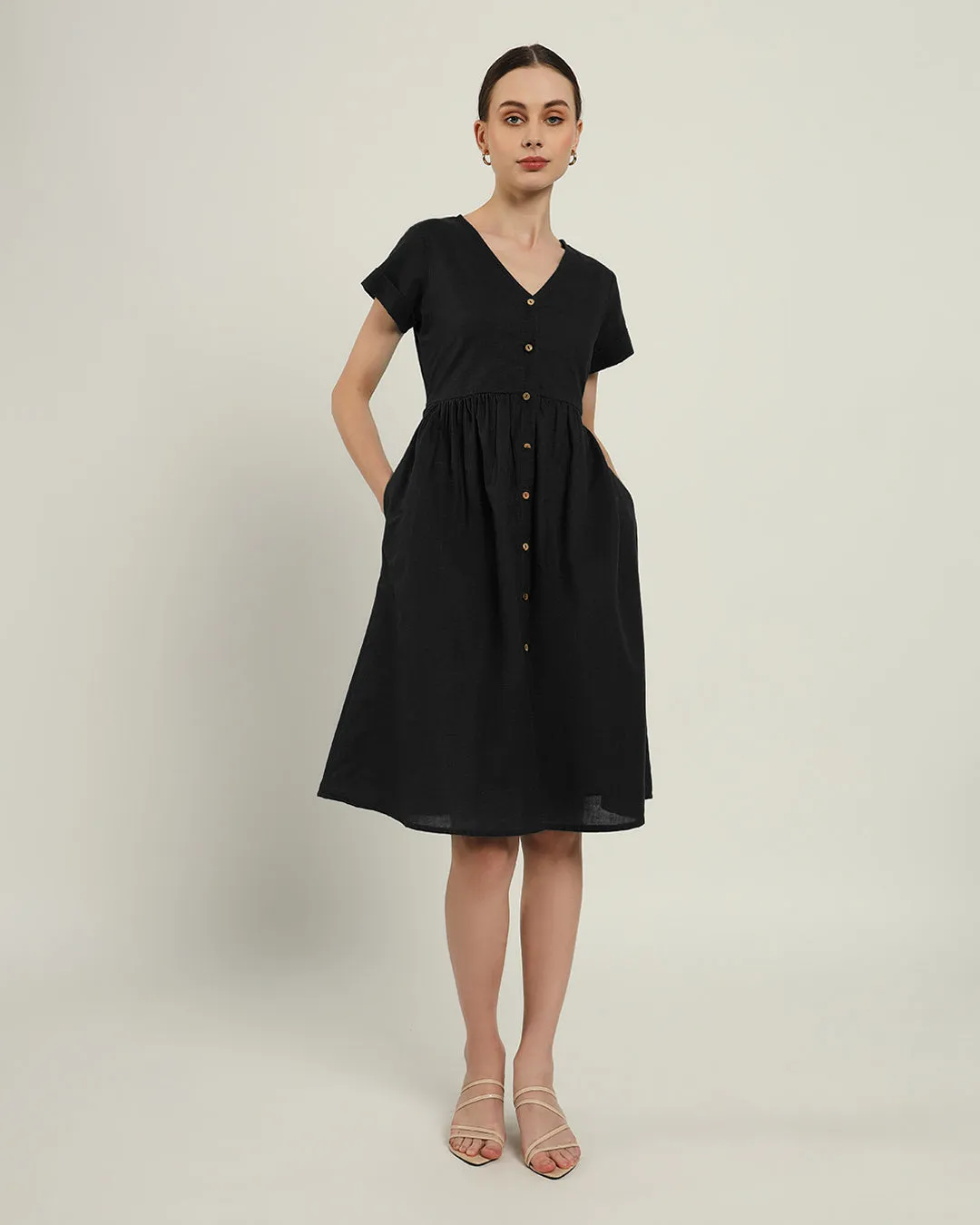 The Valence Noir Cotton Dress