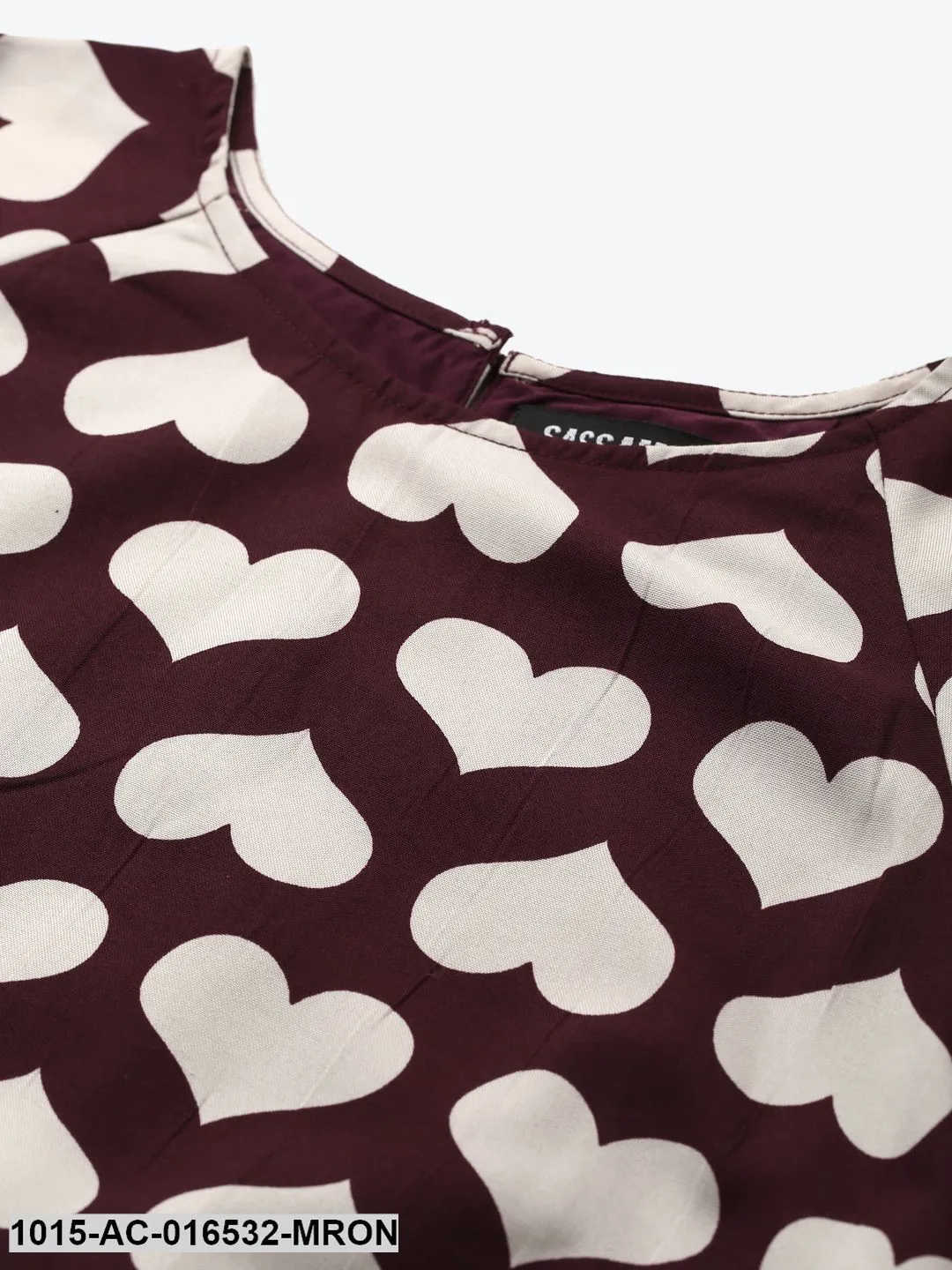 TUNIC - Maroon Heart Print Tiered Dress