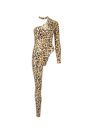 Upsilon Leopard Latex Catsuit