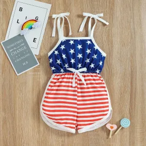 USA Stars & Stripes Shoulder Tie Romper