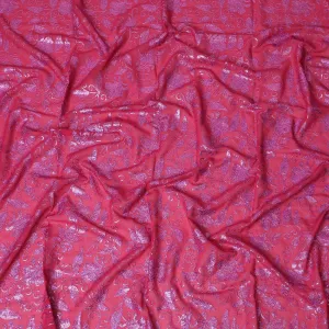 Vibrant Pink Shimmering Embroidery Cotton Voile Fabric for Thobe - 140cm Wide-4.5 Mtrs piece-D18607