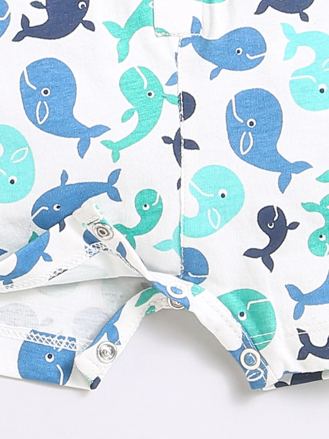 Whale Print Half Romper For Unisex Baby