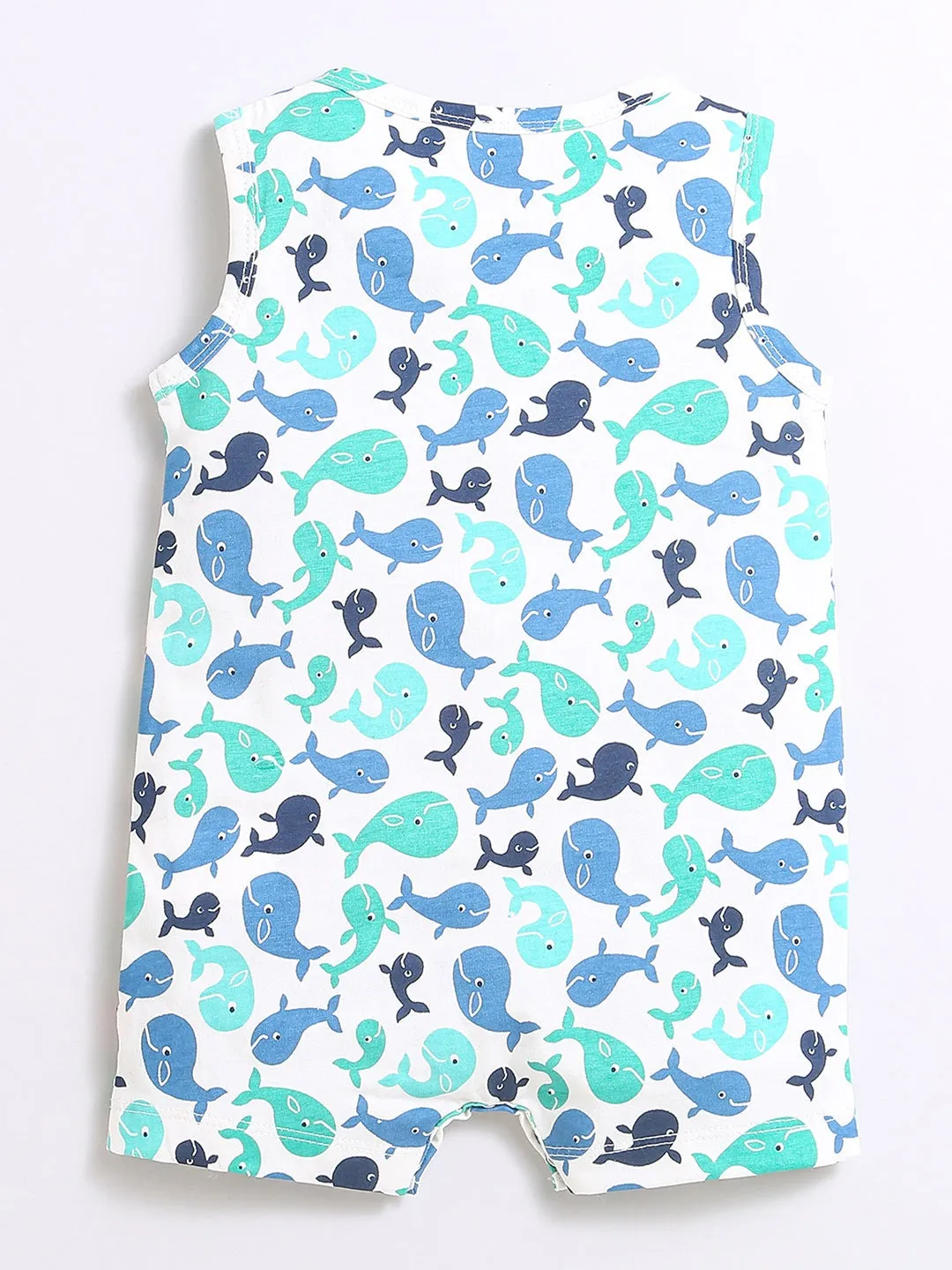 Whale Print Half Romper For Unisex Baby