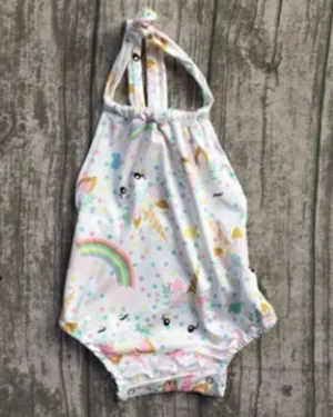 White Girls Unicorn Halter Romper