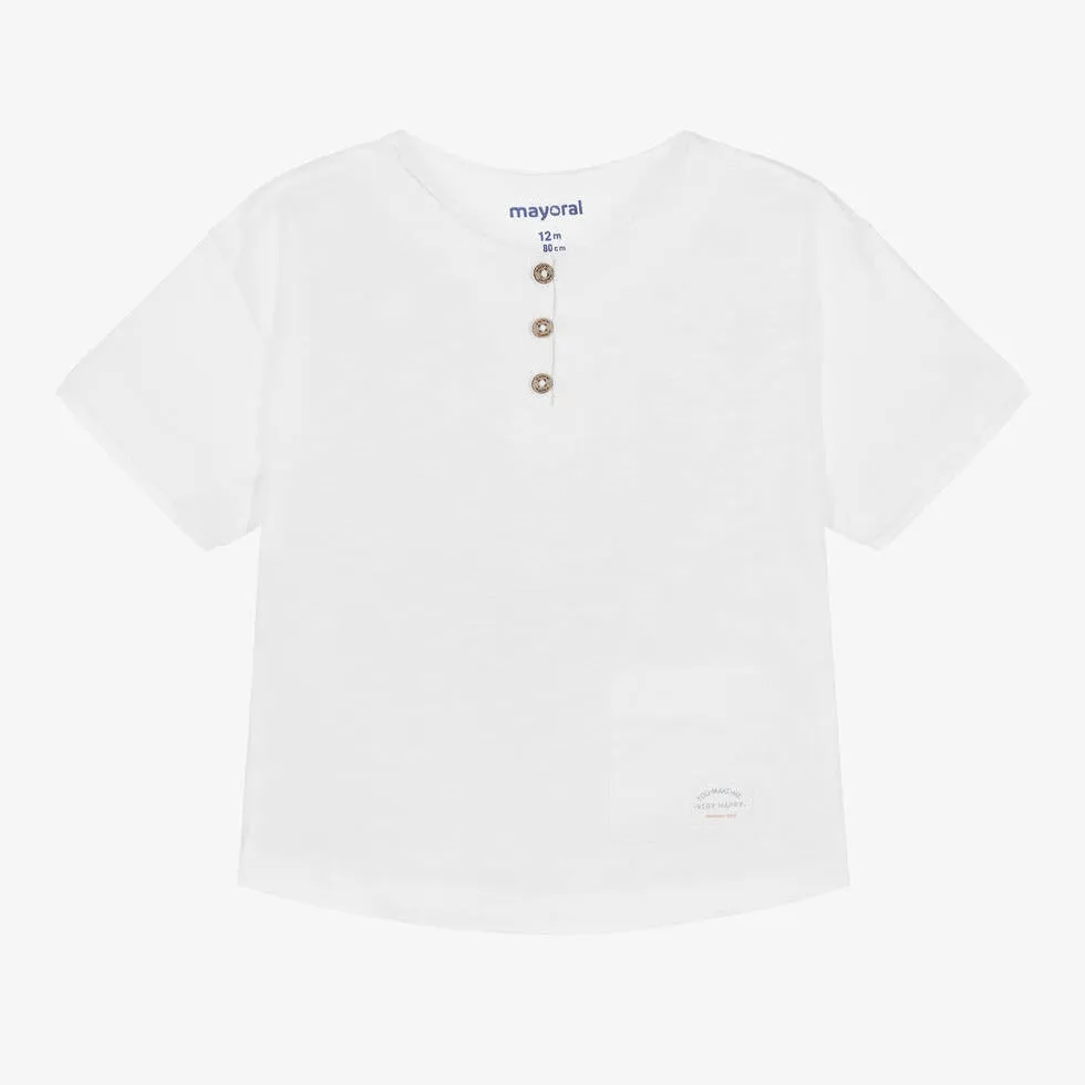 White Linen Henley Shirt