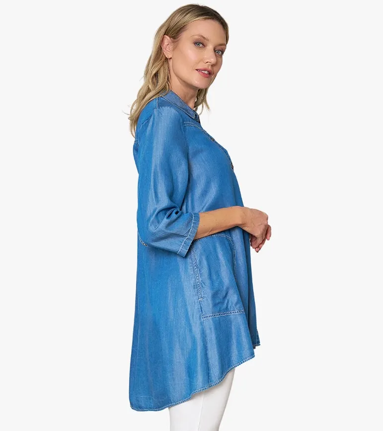 Women's Tencel® Denim Shirt Top Storyteller Tunic