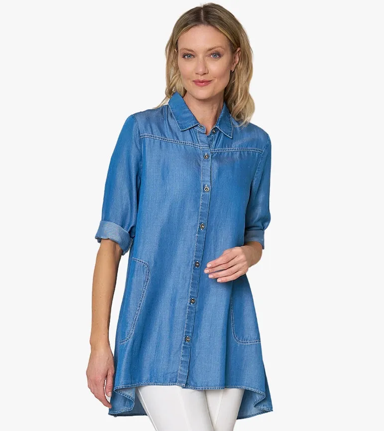 Women's Tencel® Denim Shirt Top Storyteller Tunic