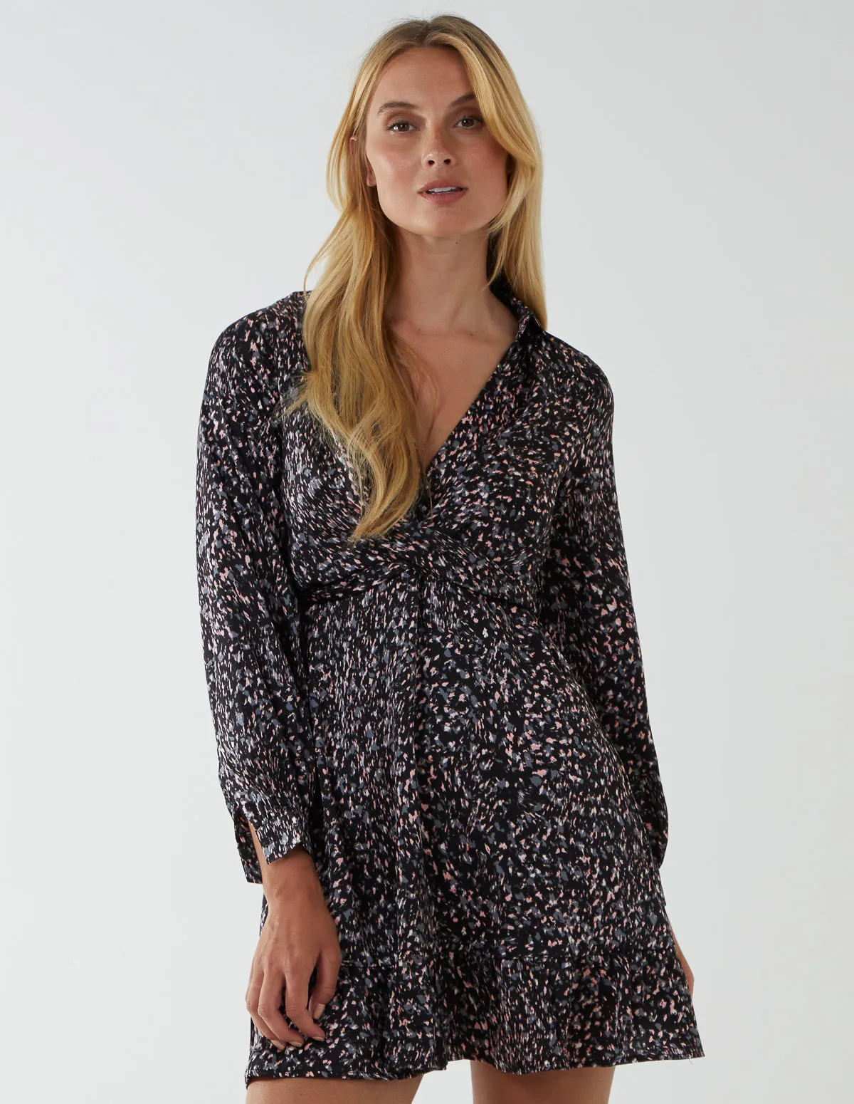 Wrap Bust Mini Shirt Dress