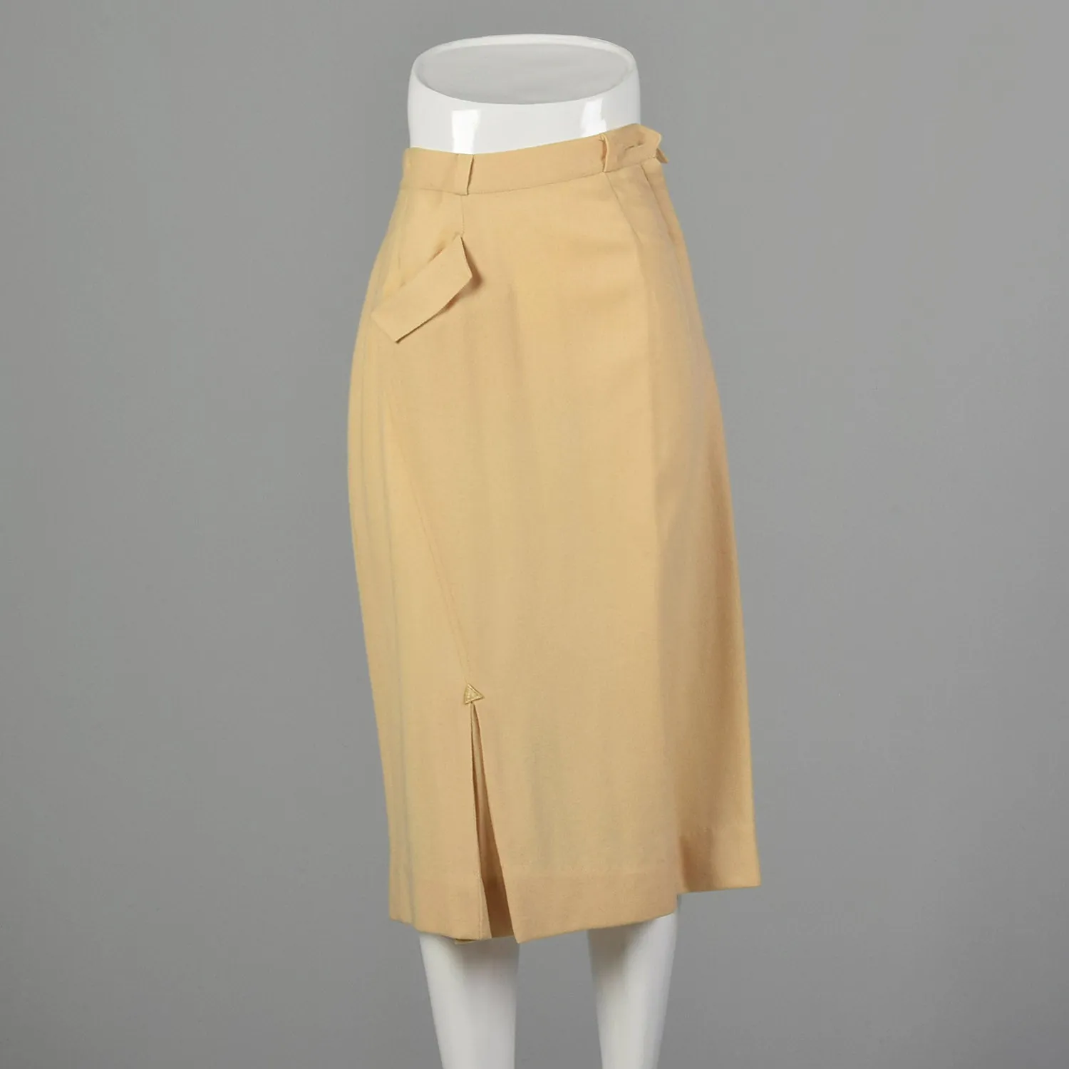 XXS 1950s Cream  Wool Pencil Skirt