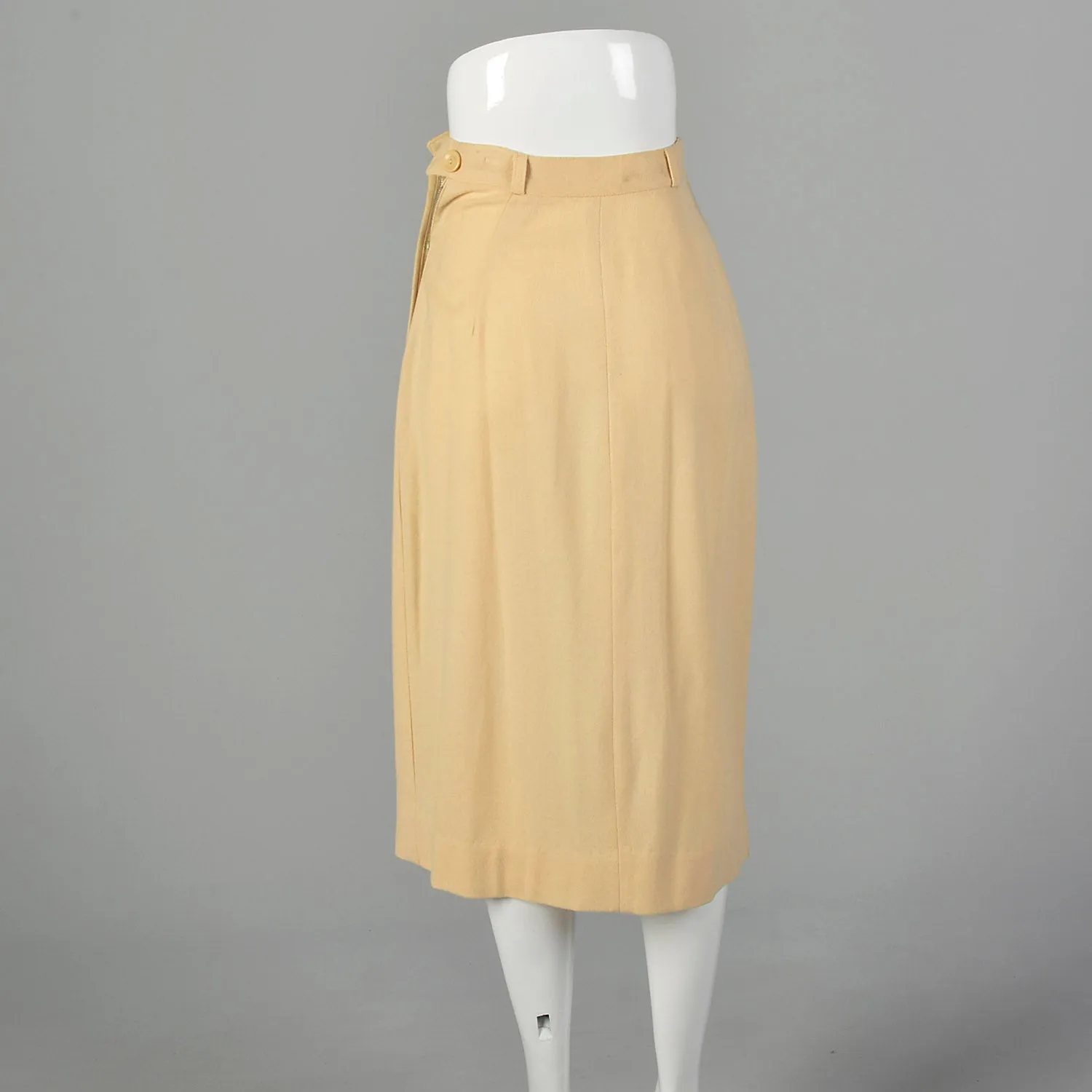 XXS 1950s Cream  Wool Pencil Skirt