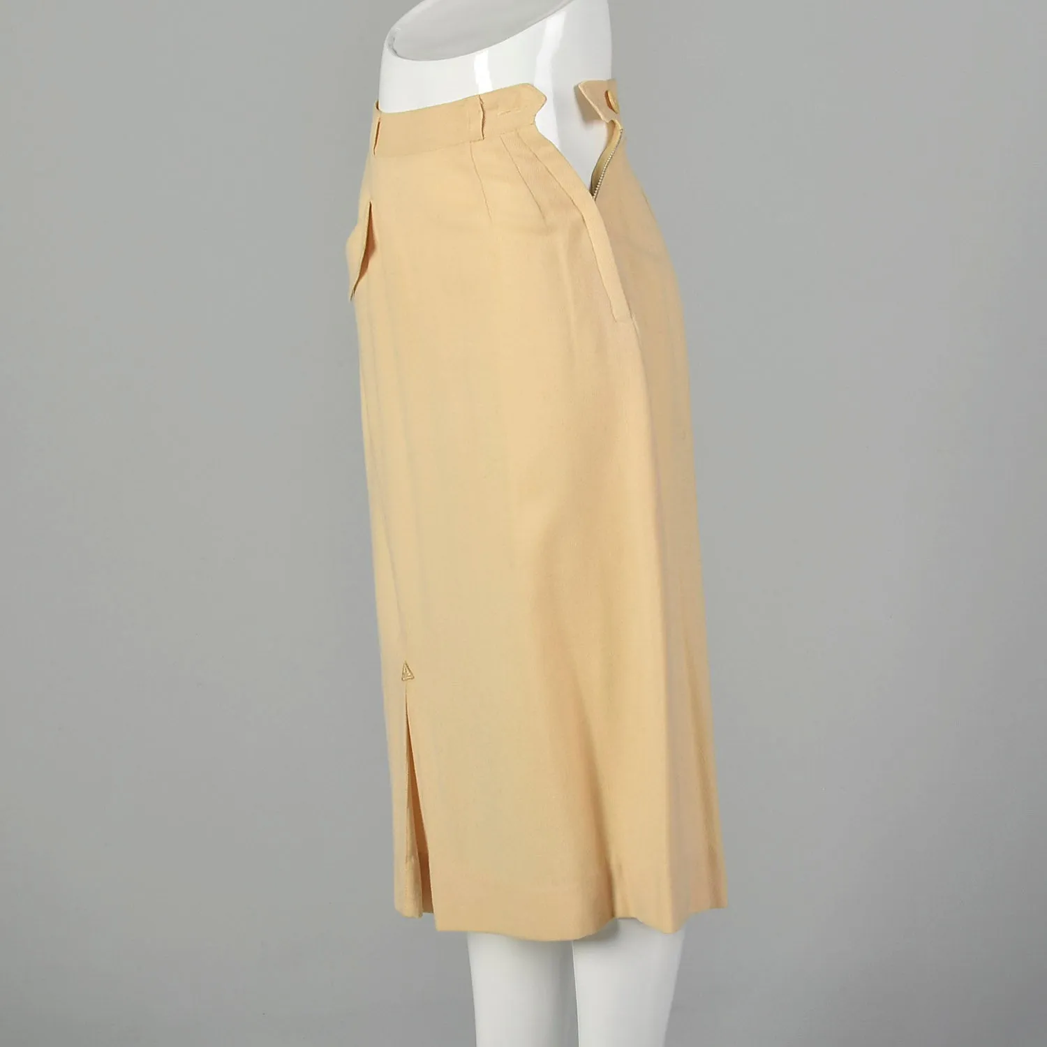 XXS 1950s Cream  Wool Pencil Skirt