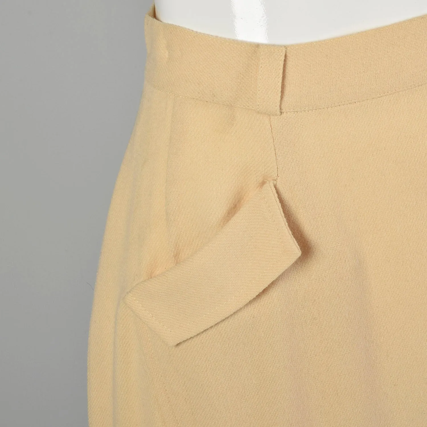 XXS 1950s Cream  Wool Pencil Skirt