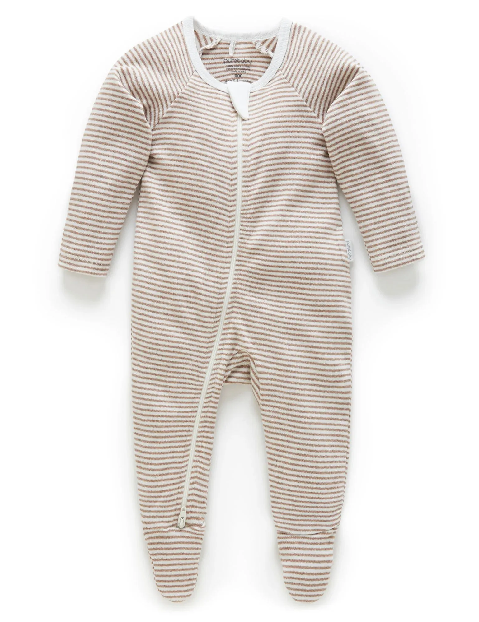 Zip Growsuit - Chestnut Melange Stripe