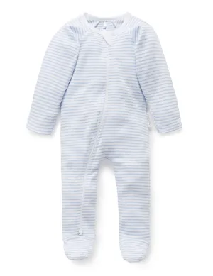 Zip Growsuit - Pale Blue Malange Stripe