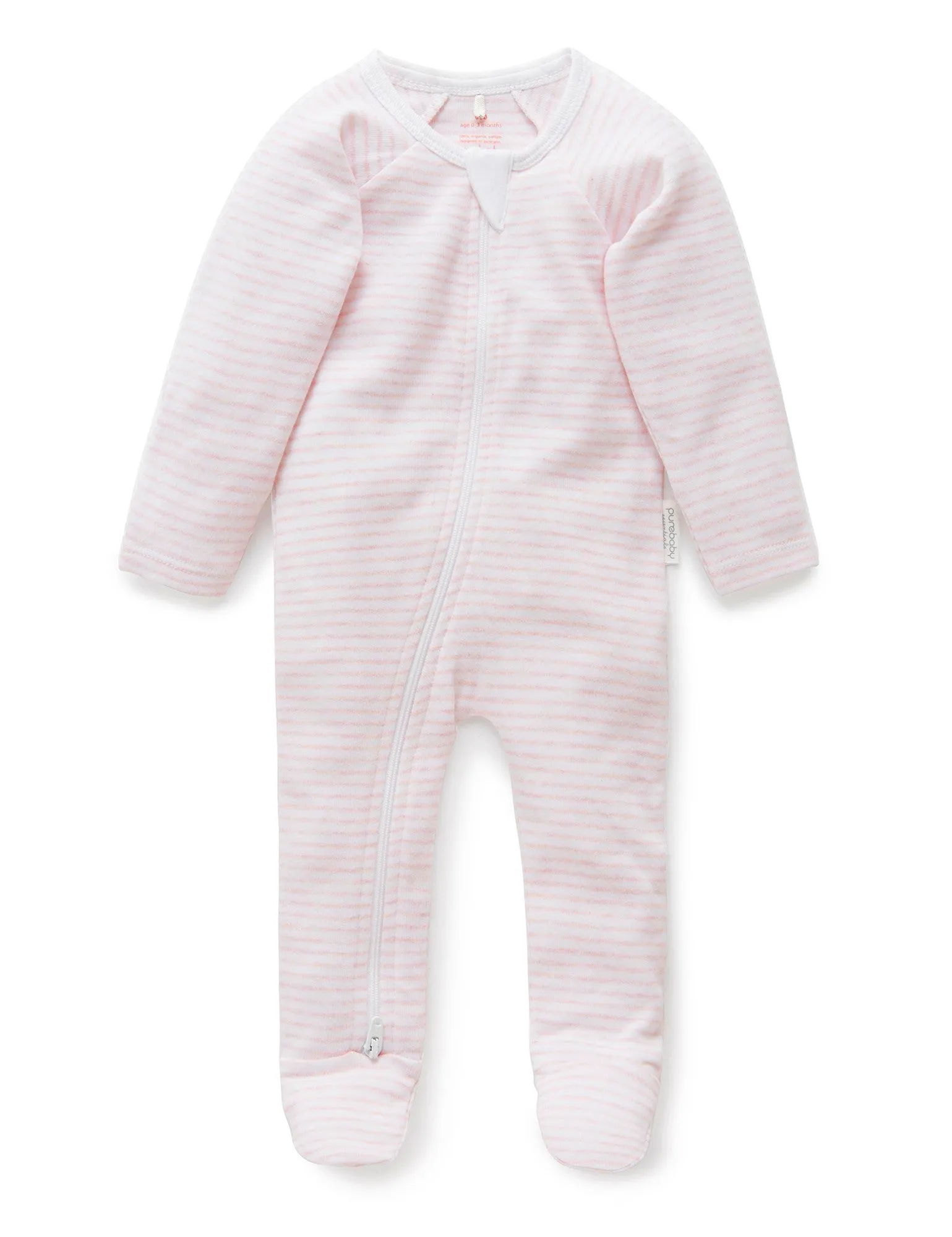 Zip Growsuit - Pale Pink Malange Stripe